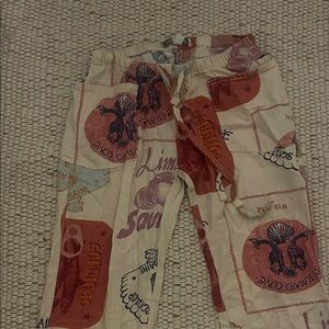 Printed Pants in Cream and Brown